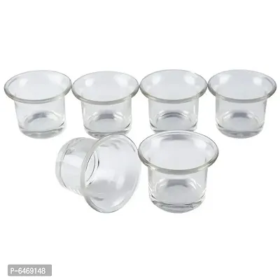 Glass Tealight / Votive Candle Holders for Home Decoration, Diwali, Wedding, Birthday, Christmas and Special Events - Set of 6 (Including 6 Tealight Candles)-thumb2