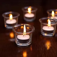Glass Tealight / Votive Candle Holders for Home Decoration, Diwali, Wedding, Birthday, Christmas and Special Events - Set of 6 (Including 6 Tealight Candles)-thumb4