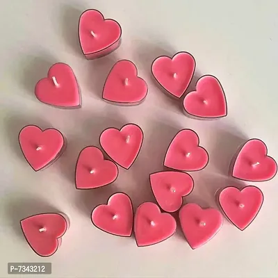Romantic Heart Shaped Lavender Scented Wax Floating Tea Light Candles For Home Decor, Valentine Day, Wedding, Anniversary  Special Parties - Set of 6 (Pink)-thumb2