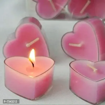 Romantic Heart Shaped Lavender Scented Wax Floating Tea Light Candles For Home Decor, Valentine Day, Wedding, Anniversary  Special Parties - Set of 6 (Pink)-thumb3
