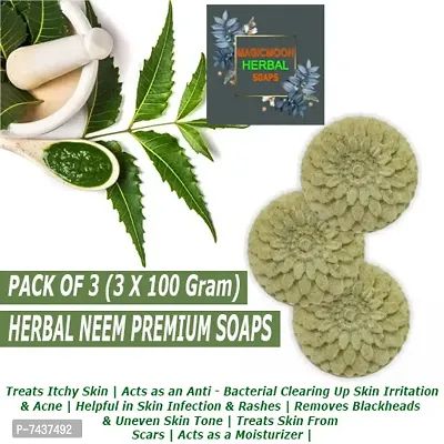 MAGICMOON Herbal Neem Bathing Soaps For Skin Irritation  Rashes - Pack of 3 Piece-thumb0