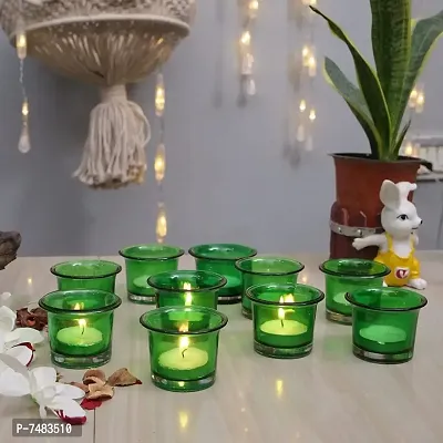 MAGICMOON Glass Votive Tealight Candle Holders For Home Decor, Diwali  Special Parties - Set of 6 Piece, Green-thumb3