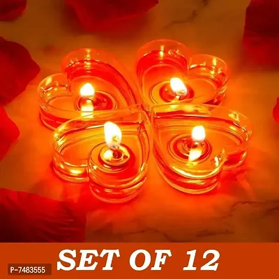 MAGICMOON Rose Scented Romantic Heart Shaped Gel Tealight Floating Candles For Valentine Day, Weddings, Special Parties  Home Decoration - Set of 12 (Red)