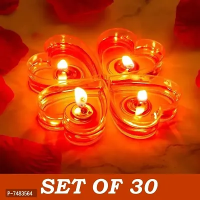 MAGICMOON Rose Scented Romantic Heart Shaped Gel Tealight Floating Candles For Valentine Day, Weddings, Special Parties  Home Decoration - Set of 30 (Red)