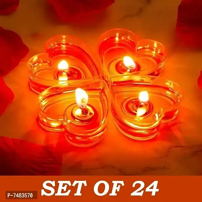 MAGICMOON Rose Scented Romantic Heart Shaped Gel Tealight Floating Candles For Valentine Day, Weddings, Special Parties  Home Decoration - Set of 24 (Red)