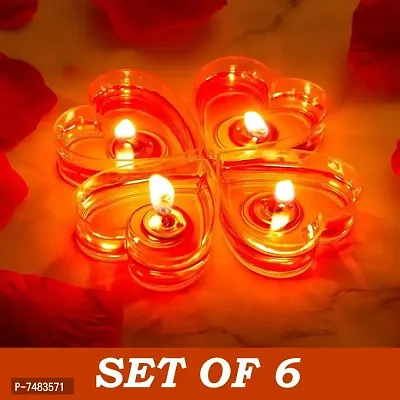 MAGICMOON Rose Scented Romantic Heart Shaped Gel Tealight Floating Candles For Valentine Day, Weddings, Special Parties  Home Decoration - Set of 6 (Red)-thumb0