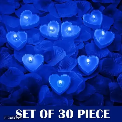 MAGICMOON Heart Shaped Jasmine Scented Wax Floating Tea Light Candles For Romantic Moments, Valentines Day  Special Parties - Set of 30 (Blue, Jasmine Scented)