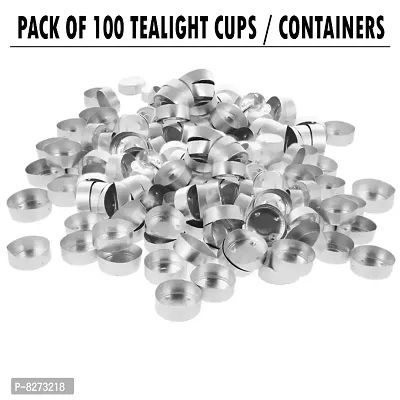 MAGICMOON Tealight Aluminium Cups / Empty Tealight Candle Containers with Collars for Tealight Candle Making - 37 MM Dia. X 11 MM Height (Pack of 100 Pieces)-thumb0