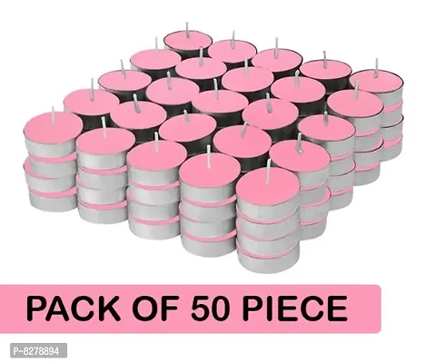 Religious Wax Tealight Candles For Diwali, Christmas, Special Events  Home Decoration - Set of 50 Pieces, Unscented (Pink)-thumb0