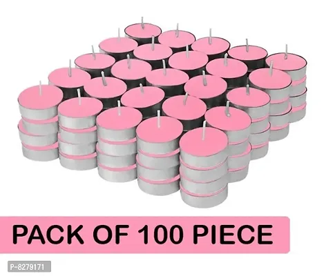 Religious Wax Tealight Candles For Diwali, Christmas, Special Events  Home Decoration - Set of 100 Pieces, Unscented (Pink)-thumb0