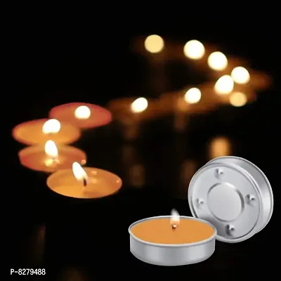 Religious Wax Tealight Candles For Diwali, Christmas, Special Events  Home Decoration - Set of 50 Pieces, Unscented (Orange)-thumb2