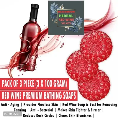 MAGICMOON Red Wine Bathing Soaps For Hydrated  Moisturized Skin - Pack of 3 Piece