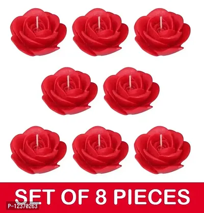 AAMU MOON Rose Scented Floating Lotus Decorative Candles For Wedding, Anniversary, Birthday, Valentine Day, Home Decoration and Special Events - Set of 8-thumb0
