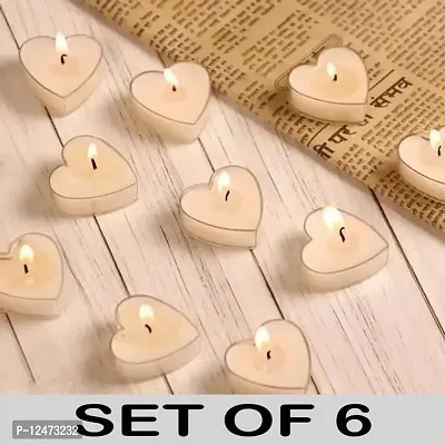 AAMU MOON Romantic Heart Shaped Vanilla Scented Wax Floating Tealight Candles For Home Decor, Valentine Day, Wedding, Anniversary and Special Parties - Set of 6 (White)-thumb0