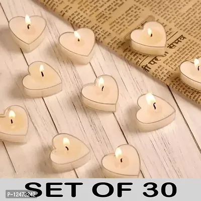 AAMU MOON Romantic Heart Shaped Vanilla Scented Wax Floating Tealight Candles For Home Decor, Valentine Day, Wedding, Anniversary and Special Parties - Set of 30 (White)-thumb0