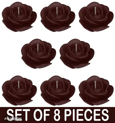AAMU MOON Chocolate Scented Floating Lotus Decorative Candles For Wedding, Anniversary, Birthday, Valentine Day, Home Decoration and Special Events - Set of 8