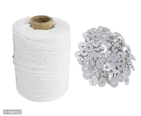 AAMU MOON Candle Wick Thread Cotton ROLL 200 Feet with 100 Piece Wick Sustainer for DIY Candle Making