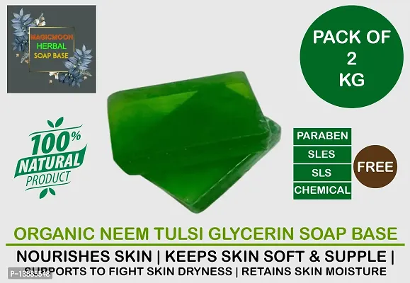 MAGICMOON - 100% Pure and Natural Melt and Pour Neem Tulsi Soap Base (Pack of 2 Kg)