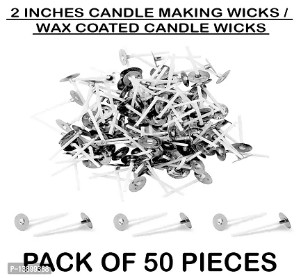 AAMU MOON 2 Inch Low Smoke DIY Candle Making Wicks, Wax Coated Candle Wicks Threads - Pack of 50 Wicks-thumb0