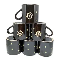 MAGICMOON Ceramic Tea Cup Set with 2 Platter For Modern Kitchen, Restaurants, Home Decoration and Corporate Gifts - Set of 8 Piece, Black-thumb1