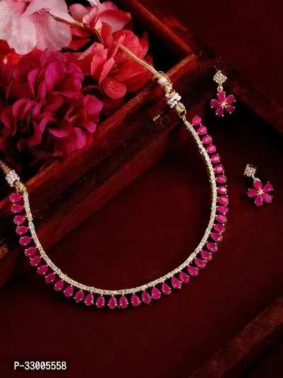 Stylish Pink Alloy Jewellery Set For Women-thumb0