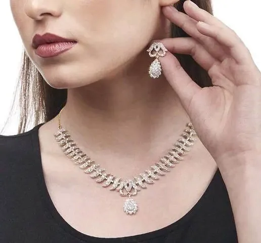 Latest Attractive Alloy American Diamond Jewellery Set