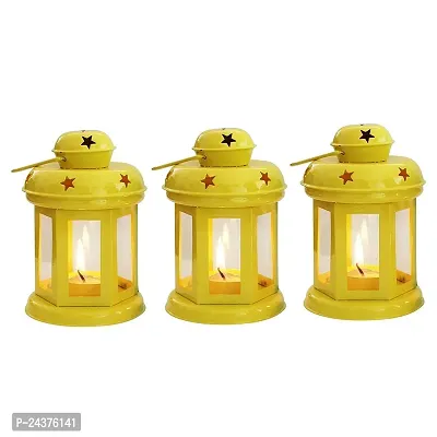 Set of 3 Yellow Iron Lanterns(6 inches)-thumb0