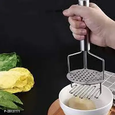 Trendmade Potato Masher with Spring Stainless Steel, Potato Hand Masher for Tomato/Potato/Baby Food/pav bhaji/vagetable/Masala Dosa Masher/ Pressure Kitchen Utensils Machine (Silver)