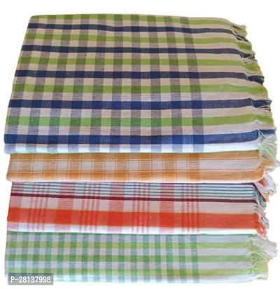 Trendmade Handloom 100% Pure Cotton Bath Checks Towels Combo, Pack of 4, Towel Size 53 inch/25 inch, 63 cm/ 135 cm, Multicolor/-thumb0