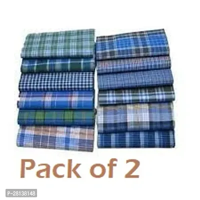 Classic Cotton Checked Lungi for Men, Pack of 2-Assorted-thumb0