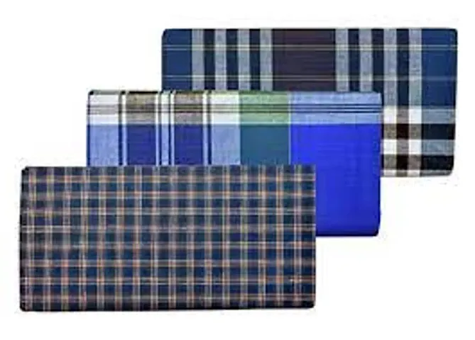 Stylish And Comfortable Cotton Checked Lungis Combo For Men Pack Of 3