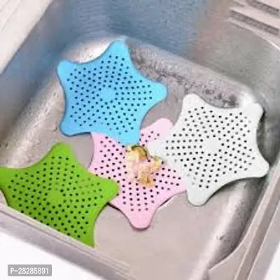 Trendmade Star Shaped Silicone Bathroom Hair Catcher Sink Filter Drain/Strainer Catcher/Plastic Wash Jali for Kitchen/Wash Basin/Bathroom Pack of 4-thumb0