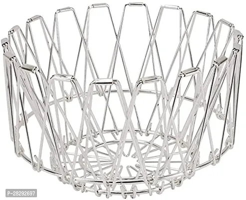 Trendmade Stainless Steel Fruits  Vegetable Onion Basket | 8 Shape Folding Fruit Organizer for Kitchen, Dining Table Pack of 1-thumb0