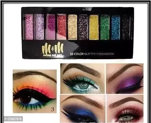 M And M Makeup More 10 Color Glitter Eyeshadow Give A Attractive Eyes Longlasting Pack Of 1-thumb0