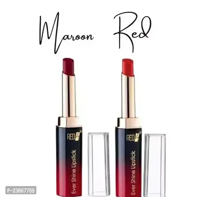 Red4 Waterproof Ever Shine Matte Red Maroon Color Long Lasting Matte Finish Non Drying Formula With Intense Color Pack Of 2-thumb0