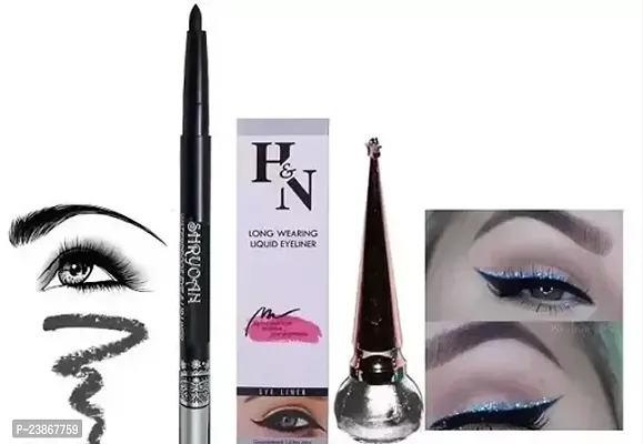 Shryron Black Waterproof Kajal H And N Longwearing Liquid Silver Eyeliner