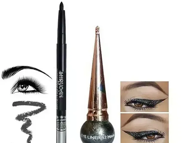 Long Lasting Deep Black Kajal With Makeup Essential Combo