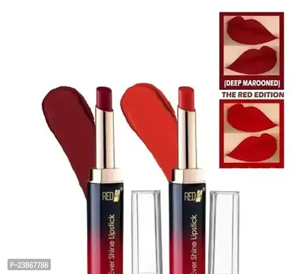 Red4 Waterproof Ever Shine Matte Red Maroon Color Long Lasting Matte Finish Non Drying Formula With Intense Color Pack Of 2