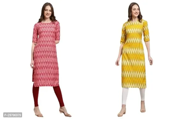 Stylish Crepe Printed Kurti For Women - Pack of 2-thumb0