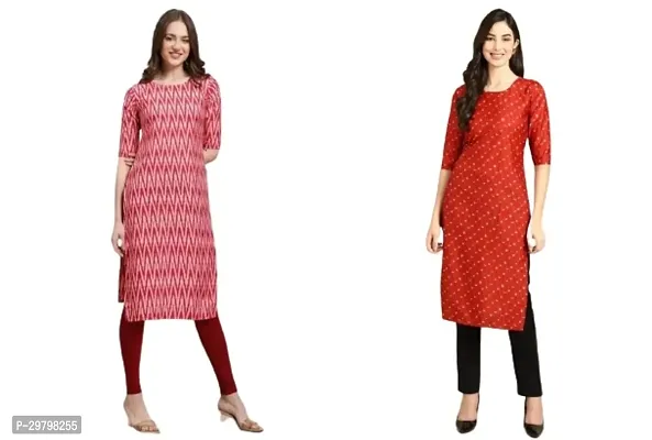 Stylish Crepe Printed Kurti For Women - Pack of 2