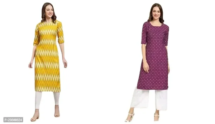 Stylish Crepe Printed Kurti For Women - Pack of 2-thumb0