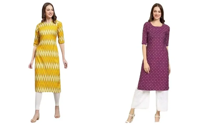 Stylish Crepe Printed Kurti - Pack of 2