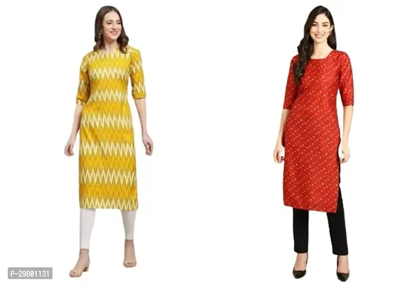 Stylish Crepe Printed Kurti For Women - Pack of 2-thumb0