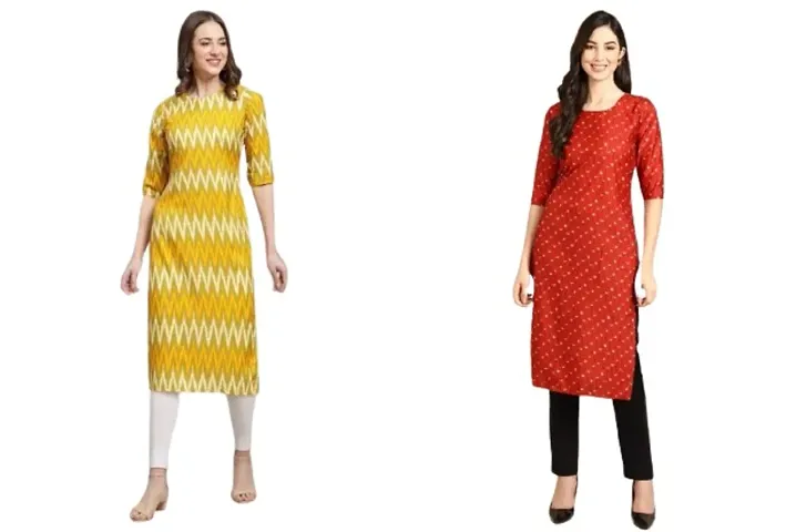 Stylish Crepe Kurti For Women - Pack of 2