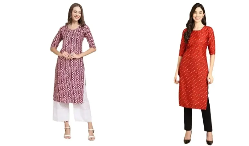 Stylish Crepe Printed Kurti - Pack of 2