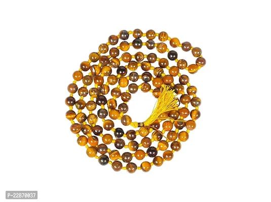 Natural Tiger s Eye Mala 108 1 Beads Chest Length Unisex 6mm