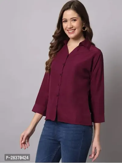 Classic  Cotton Blend Solid Shirt for Women-thumb0