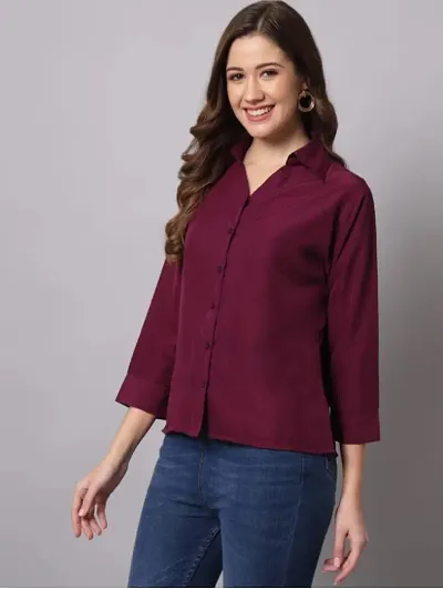 Classic  Cotton Blend Solid Shirt for Women