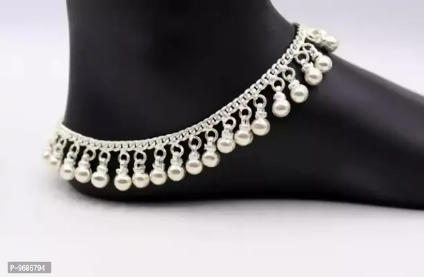 Anklet Silver Plated Ad Cz Multi-Color Stones Traditional Indian Payal Jewelry for Women  Girls-thumb0
