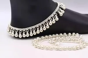 Anklet Silver Plated Ad Cz Multi-Color Stones Traditional Indian Payal Jewelry for Women  Girls-thumb2